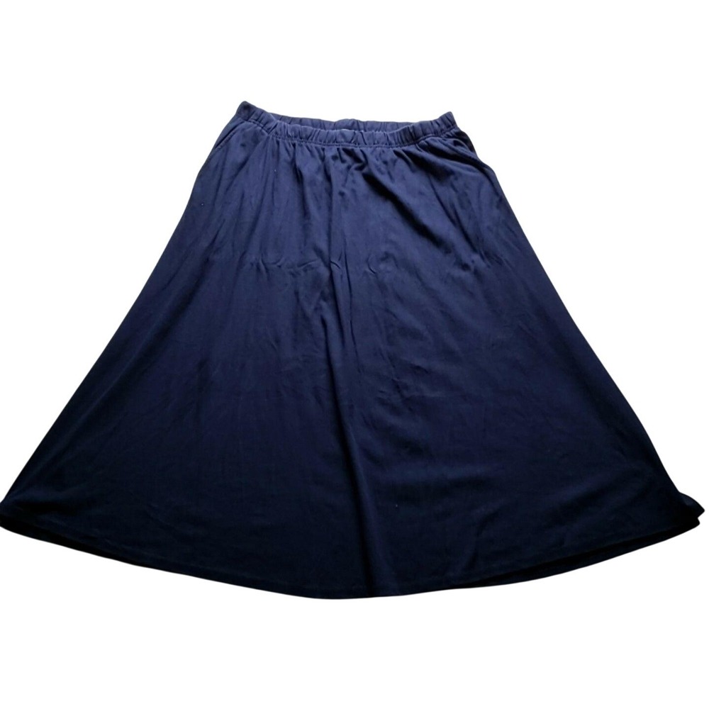 Woman Within Skirt Womens Plus 22/24 Blue A-Line Long Jersey Pull On Casual